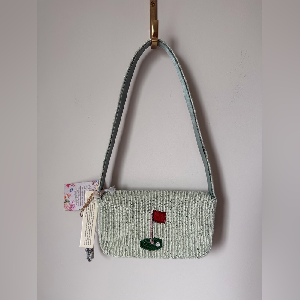 Viral beaded green golf cart shoulder bag - Picture 4 of 4